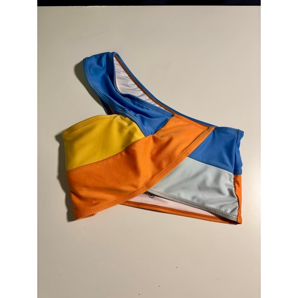 Nani Swimwear - Two-Tone Blue & Orange One-Shoulder Bikini Top